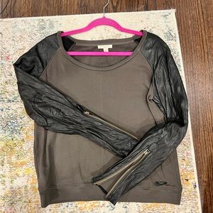 Vintage Burberry Brit sweat shirt with leather sleeves